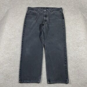 Levis 550 Jeans Mens 40x30 Relaxed Fit Tapered Leg Light Wash Black Denim‎ Faded